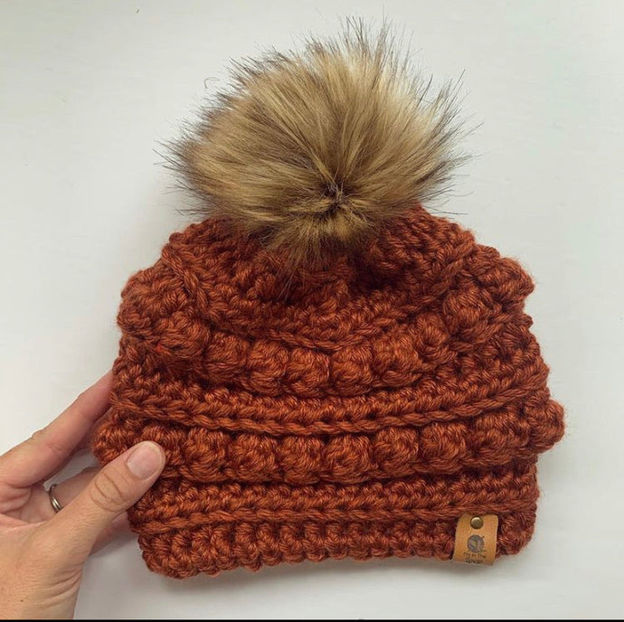 Ready to Ship Rust Bobble Beanies