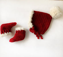 Load image into Gallery viewer, Santa Bonnet and Booties